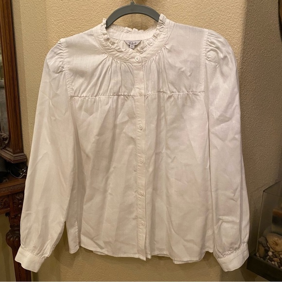 RAILS Women White Bella Ruffle Linen Blend Blouse Top Size Small - Picture 1 of 8